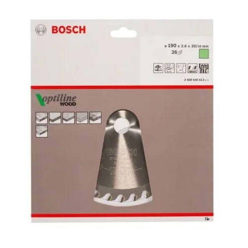 Pjovimo diskas Bosch Optiline Wood, 190x30m, 2608640617 image 2
