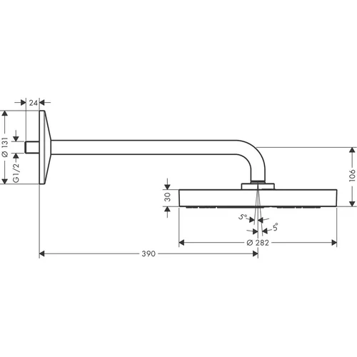 Hansgrohe AXOR One 48491000 Dušo galvos komplektas 280 mm image 2