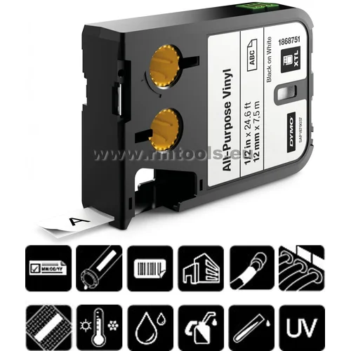 Dymo XTL vinilinė juosta 54 mm, juoda/oranžinė image 1