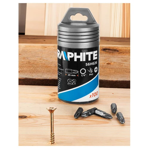 GRAPHITE 56H626 PH2 x 25 mm Atsuktuvo antgaliai, 100 vnt. image 3