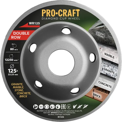 ProCraft WR125 Double Row Deimantinis šlifavimo diskas 125 mm image 1