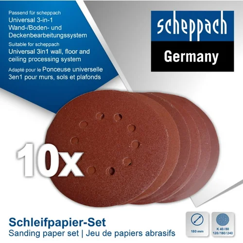 Scheppach CGP1200 šlifavimo diskų rinkinys Ø180 mm P40–P240 image 1