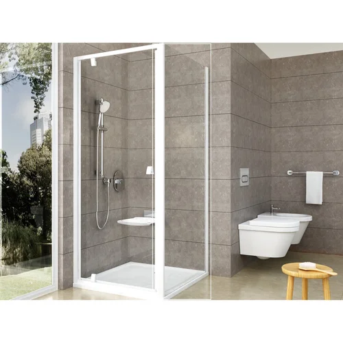 RAVAK Pivot PPS stacionari sienelė, 80 cm balta, skaidrus stiklas image 1