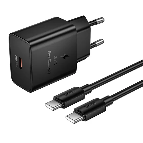 Hoco N76 Įkroviklis 25W USB-C + USB-C kabelis 1.0 m juodas image 2