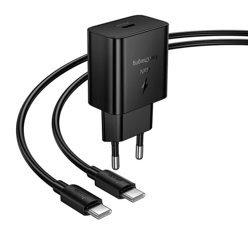 Hoco N76 Įkroviklis 25W USB-C + USB-C kabelis 1.0 m juodas image 3