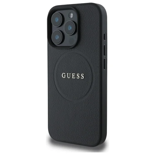 Guess Grained Gold Ring MagSafe dėklas iPhone 16 Pro Max, juodas image 2