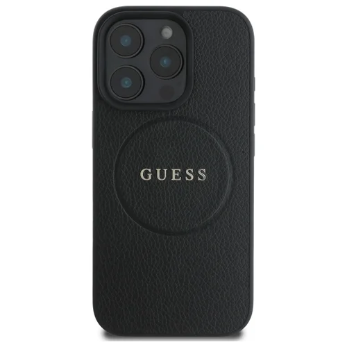 Guess Grained Gold Ring MagSafe dėklas iPhone 16 Pro Max, juodas image 3