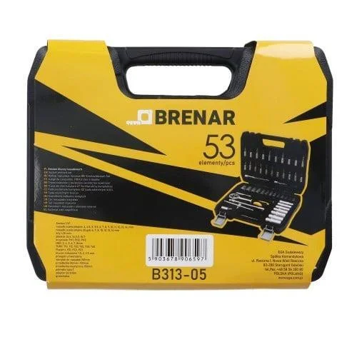 BRENAR B313-05 galvučių rinkinys 53 vnt. 1/4" 6-kampės CR-V image 3