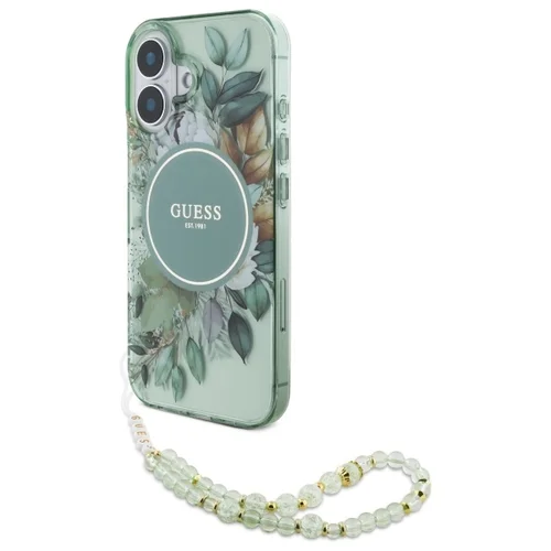 Guess IML gėlių rašto MagSafe dėklas iPhone 16, žalias image 1