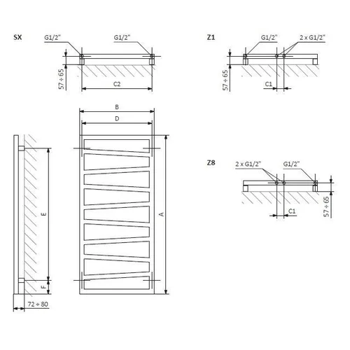 Terma ZigZag 500x1070mm elektrinis rankšluosčių džiovintuvas image 3