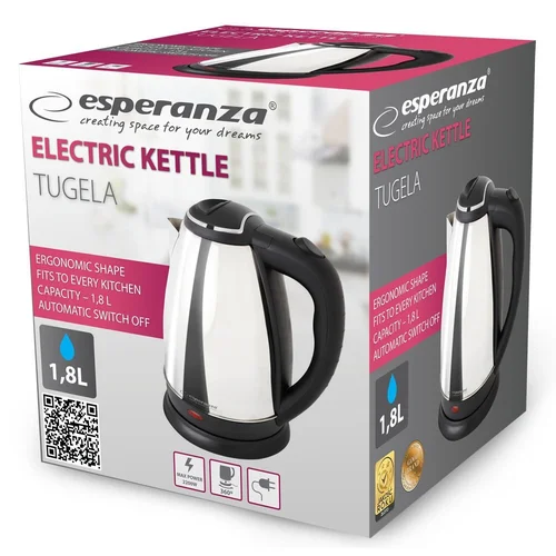 Esperanza EKK104S elektrinis virdulys 1,8 l, 2200 W, sidabrinis image 2