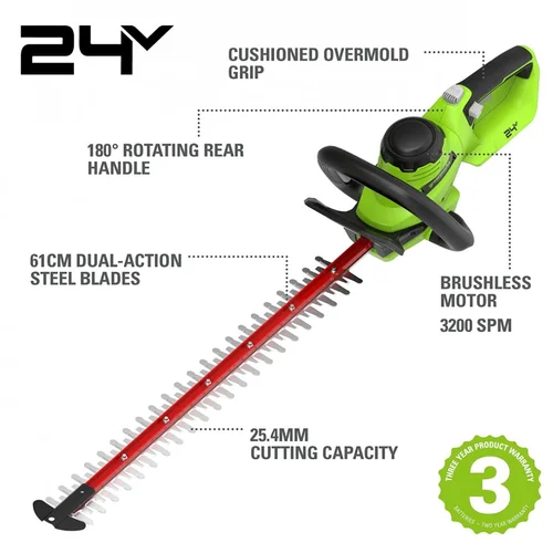 Greenworks GD24HT61K2 24V 61 cm image 2