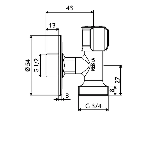 Schell kampinis ventilis 1/2'' x 3/4'' image 2