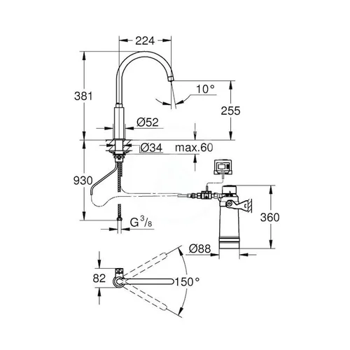 Grohe Blue Pure Mono 30388000 Virtuvinis maišytuvas su filtro funkcija image 2