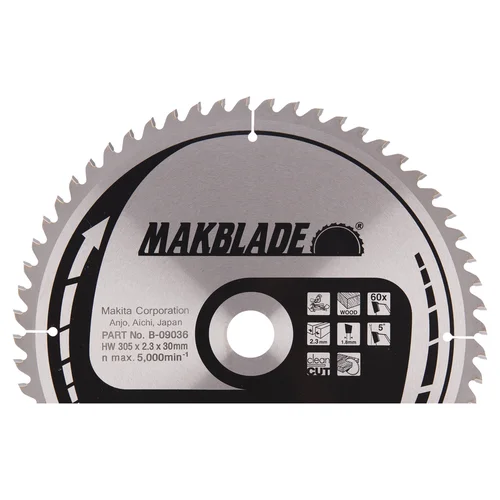 Makita MAKBLADE B-09036 305X2.3X30mm 5° T60 image 2