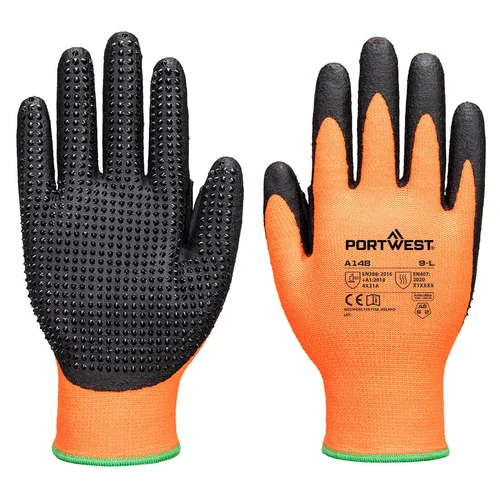 PORTWEST A148 nitrilo taškuotos pirštinės - S, Orange/Black image 2