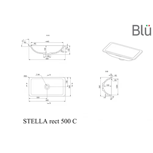 BLU STELLA RECT akmens masė 50 x 26 cm image 2