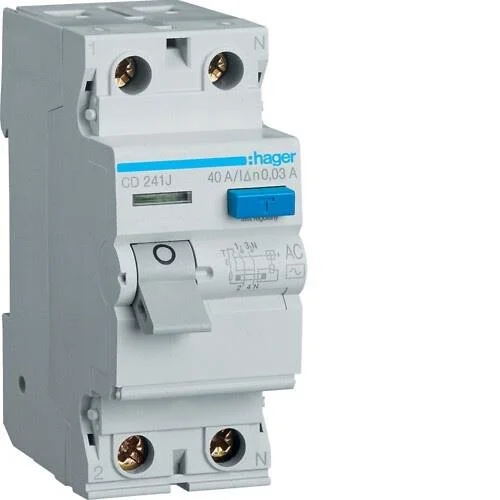 Hager Srovės nuotėkio relė 30MA 2x25A AC image 1