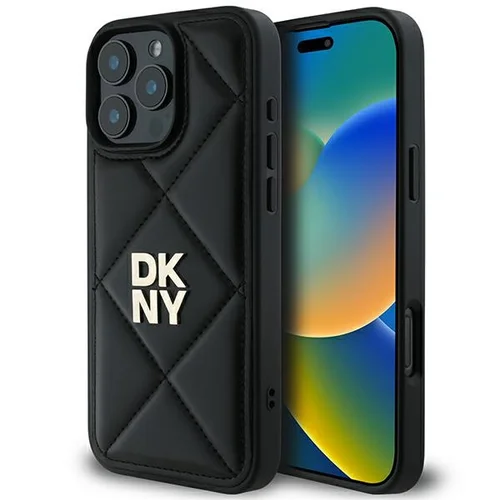DKNY Apskritas standartinis logotipas iPhone 16 Pro dėklas, juodas image 1