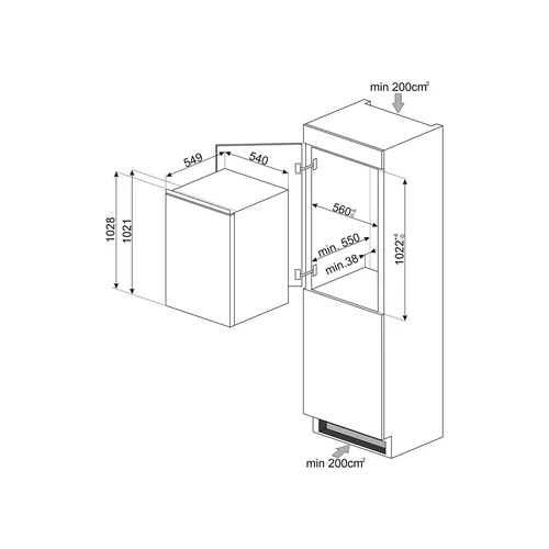 Smeg S4L100E Įmontuojamas šaldytuvas 182 L image 3