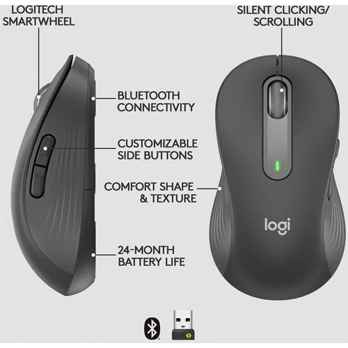 Logitech Singature M650 L kairiarankė, pilka image 1