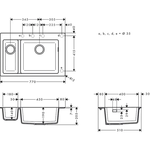 Hansgrohe S51 S510-F635 Ant stalviršio plautuvė 43315290 image 3