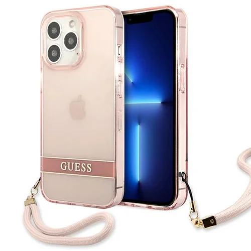 Guess permatomas dėklas su dirželiu iPhone 13 Pro / 13, 6,1 col., rožinis image 1