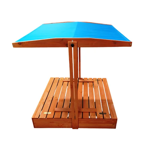 Medinė smėlio dėžė SP0837 120 × 120 cm su stogu ir suolais image 2