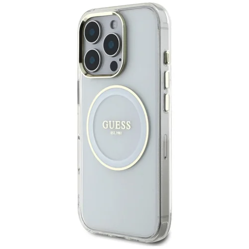 Guess IML Metal Colored Circle Classic Logo MagSafe dėklas iPhone 16 Pro, baltas image 2