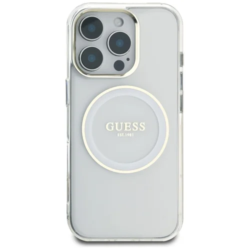 Guess IML Metal Colored Circle Classic Logo MagSafe dėklas iPhone 16 Pro, baltas image 3