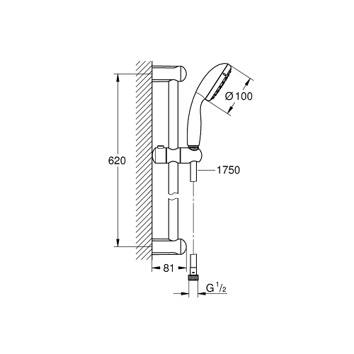 GROHE Tempesta Classic 27853001, 10 cm dušo komplektas image 2