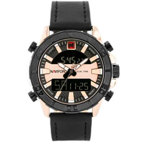 NAVIFORCE NF9114 juodas ir rožinio aukso laikrodis image 1