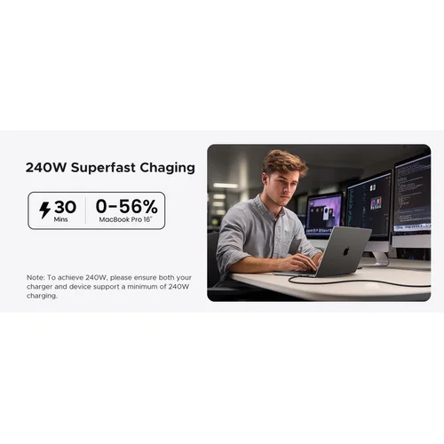 Ugreen L706 USB-C USB4 Thunderbolt 4 240W 1,0 m Juodas image 3