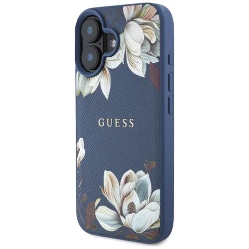 Guess Grūdintas Gėlių Raštas MagSafe dėklas iPhone 16, mėlynas image 2