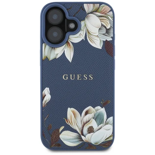 Guess Grūdintas Gėlių Raštas MagSafe dėklas iPhone 16, mėlynas image 3