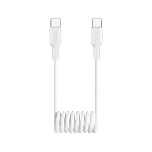Puro PUCCC25WSPWHI spiralinis USB-C laidas, 1 m, baltas image 1