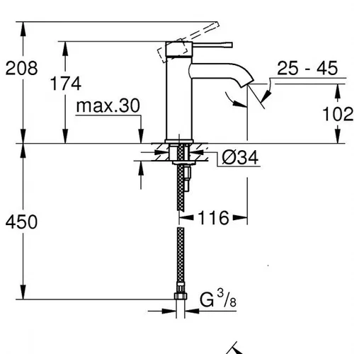 GROHE Essence New praustuvo maišytuvas 23590001 be dugno vožtuvo image 2