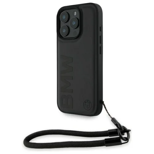 BMW Signature Leather Cord dėklas iPhone 16 Pro, juodas image 1