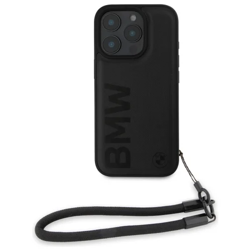 BMW Signature Leather Cord dėklas iPhone 16 Pro, juodas image 2