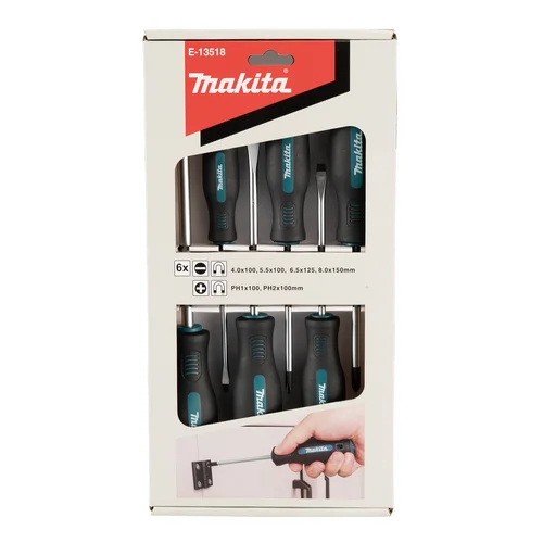 Makita E-13518 Atsuktuvų rinkinys, 6 vnt., PH1x100, PH2x100, SL4.0x100, SL5.5x100, SL6.5x125, SL8.0x150 image 2
