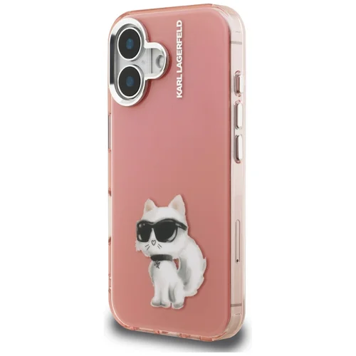 Karl Lagerfeld IML Aquarelle Choupette & Logo iPhone 16 dėklas, rožinis image 2