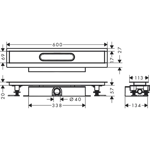 Hansgrohe uBox universal dušo latakas 60 cm, 56016180 image 2