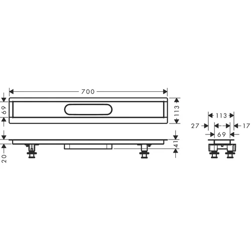 Hansgrohe RainDrain 56011180 Dušo latako montavimo rinkinys (latakams 700) image 2