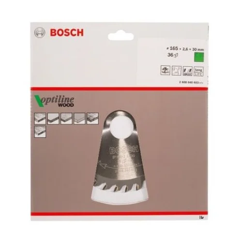 Bosch Optiline Wood Pjovimo diskas 165x30 2608640603 image 2