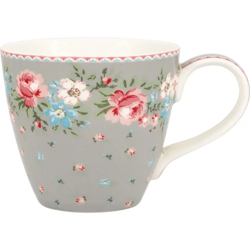 GreenGate CLARA pilkas porcelianinis puodelis su ąsele image 1