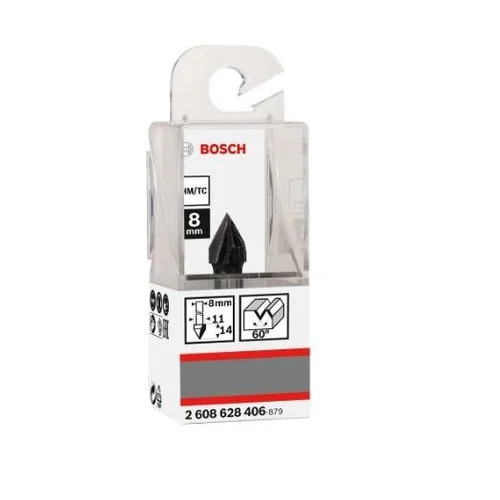 Bosch V tipo griovelių freza HM 60o Ø14 mm 2608628406 image 2