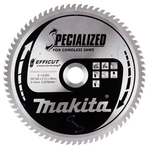Makita E-12201 Pjovimo diskas klijuotoms plokštėms 260X2.15X30mm, 15° image 1