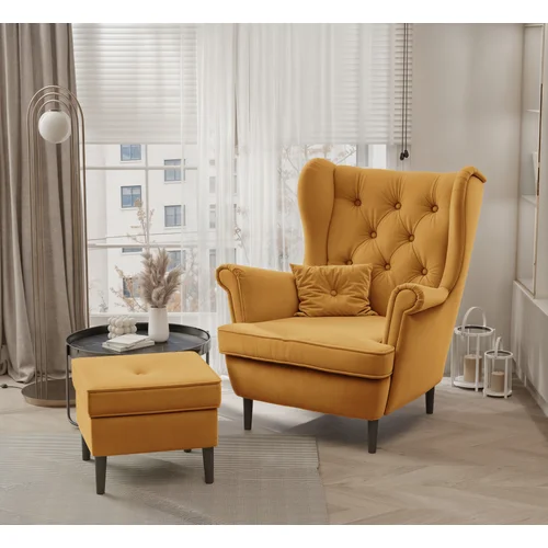 SCANDI ausinis fotelis, Trinity 26 geltonas, Wenge image 1