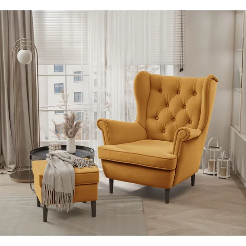 SCANDI ausinis fotelis, Trinity 26 geltonas, Wenge image 2