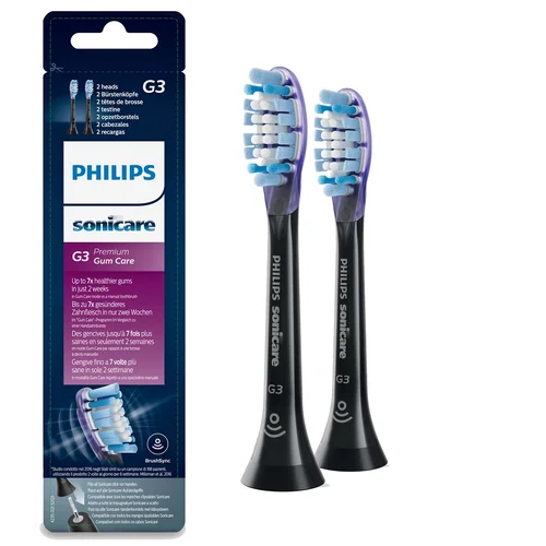 Philips Sonicare standartinės dantų šepetėlių galvutės, 2 vnt., juodos image 2